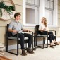 Σετ μπιστρό Rattan, σετ επίπλων κήπου 3 τεμαχίων με 2 καρέκλες κήπου, τραπεζάκι σαλονιού, αποσπώμενα μαξιλάρια κρεμ λευκό