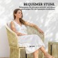 Σετ Rattan Bistro, Σετ επίπλων κήπου 3 τεμαχίων με στρογγυλό γυάλινο τραπέζι, πολυθρόνες και μαξιλάρια, κρεμ Λευκό