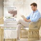 Σετ Rattan Bistro, Σετ επίπλων κήπου 3 τεμαχίων με στρογγυλό γυάλινο τραπέζι, πολυθρόνες και μαξιλάρια, κρεμ Λευκό