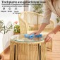 Σετ Rattan Bistro, Σετ επίπλων κήπου 3 τεμαχίων με στρογγυλό γυάλινο τραπέζι, πολυθρόνες και μαξιλάρια, κρεμ Λευκό