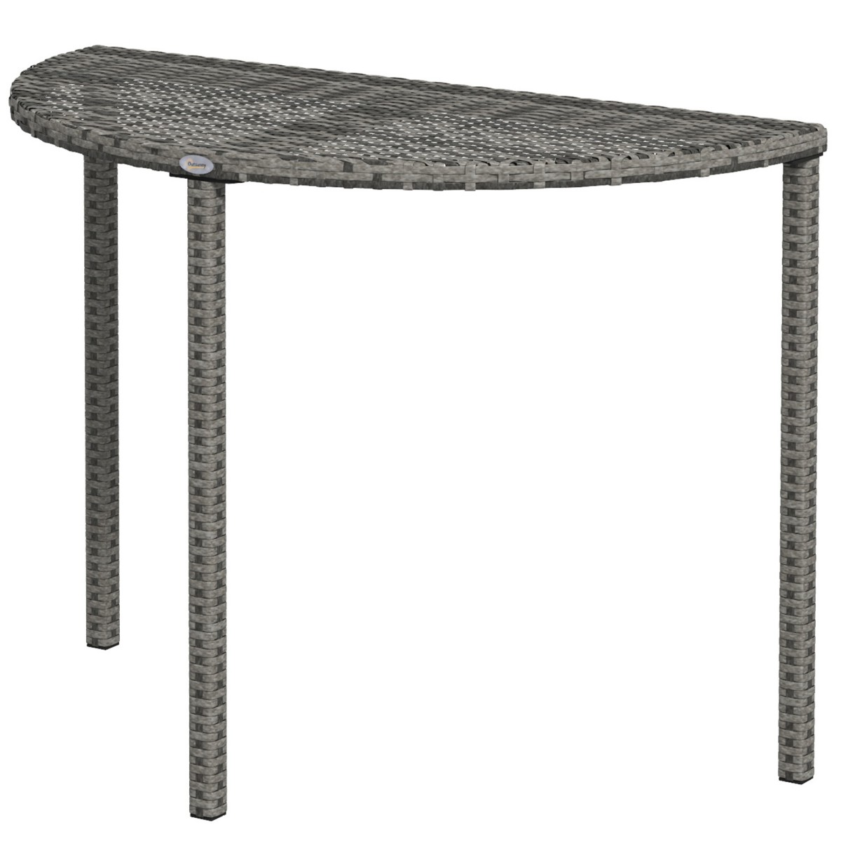 Τραπέζι μπαλκονιού, μισό στρογγυλό, polyrattan+metal, 100x50x74 cm, γκρι