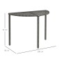 Τραπέζι μπαλκονιού, μισό στρογγυλό, polyrattan+metal, 100x50x74 cm, γκρι
