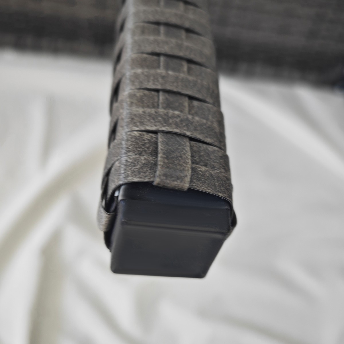 Τραπέζι μπαλκονιού, μισό στρογγυλό, polyrattan+metal, 100x50x74 cm, γκρι