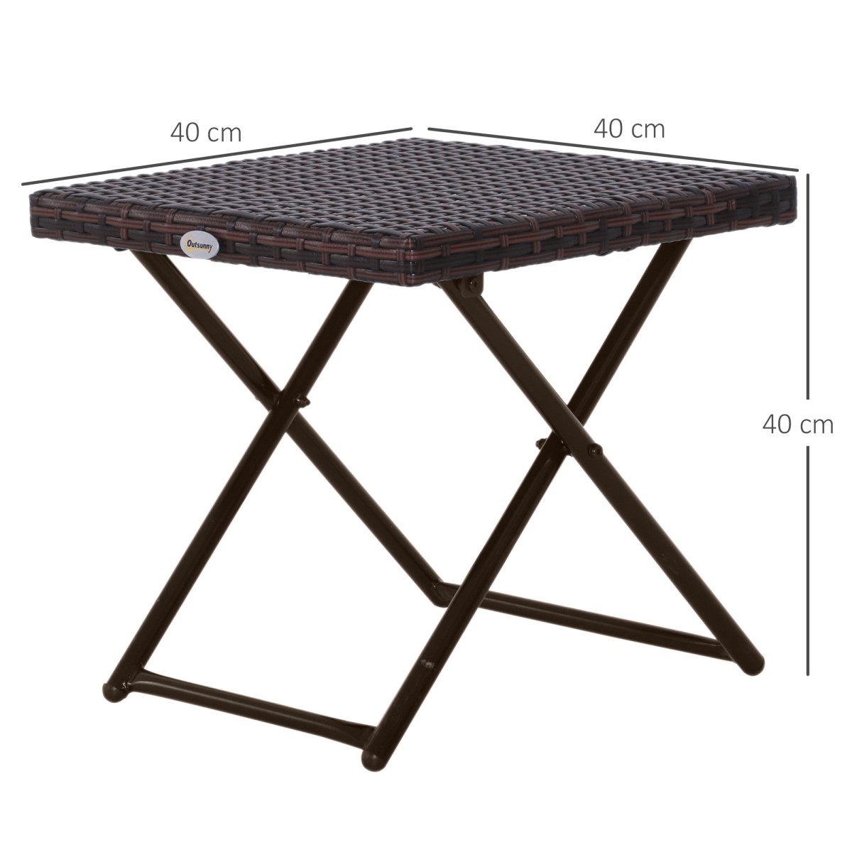Βοηθητικό τραπέζι από polyrattan, πτυσσόμενο τραπεζάκι σαλονιού, τραπεζάκι σαλονιού, δίσκος, τραπέζι μπαλκονιού, τραπέζι κήπου, τραπεζάκι καναπέ, τραπεζάκι τσαγιού, έπιπλα κήπου, τραπέζι ρατάν για κήπο, βεράντα, μπαλκόνι, 40x40x40cm καφέ