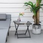 Βοηθητικό τραπέζι από polyrattan, πτυσσόμενο τραπεζάκι σαλονιού, τραπεζάκι σαλονιού, δίσκος, τραπέζι μπαλκονιού, τραπέζι κήπου, τραπεζάκι καναπέ, τραπεζάκι τσαγιού, έπιπλα κήπου, τραπέζι ρατάν για κήπο, βεράντα, μπαλκόνι, 40x40x40cm γκρι