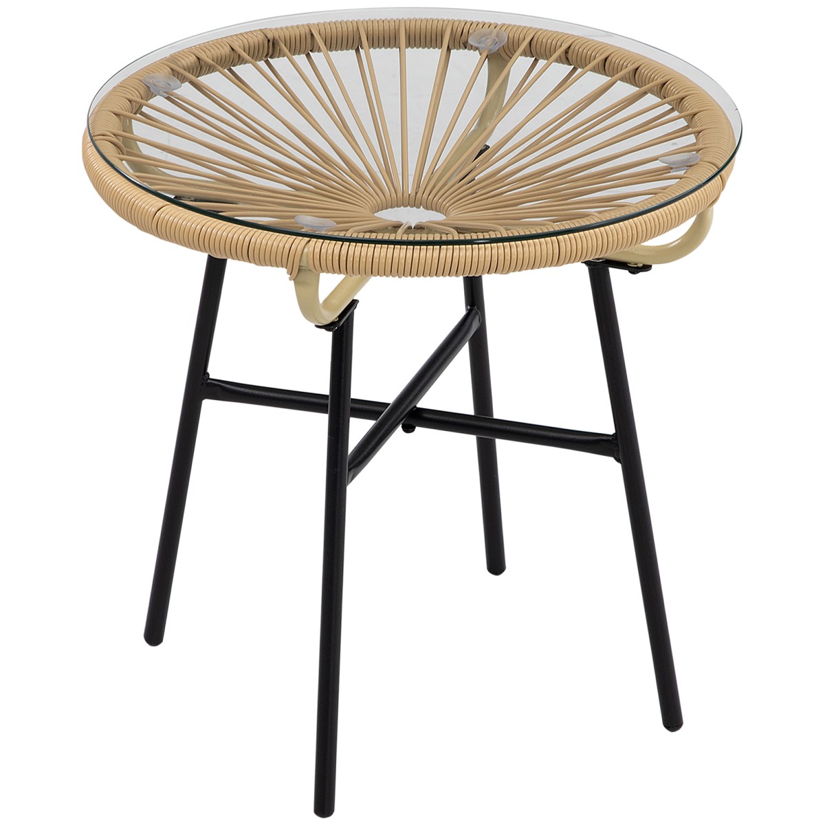 Τραπέζι κήπου από PE Rattan Style, ανθεκτικό στις καιρικές συνθήκες, 50cm x 50cm x 50cm Μπεζ
