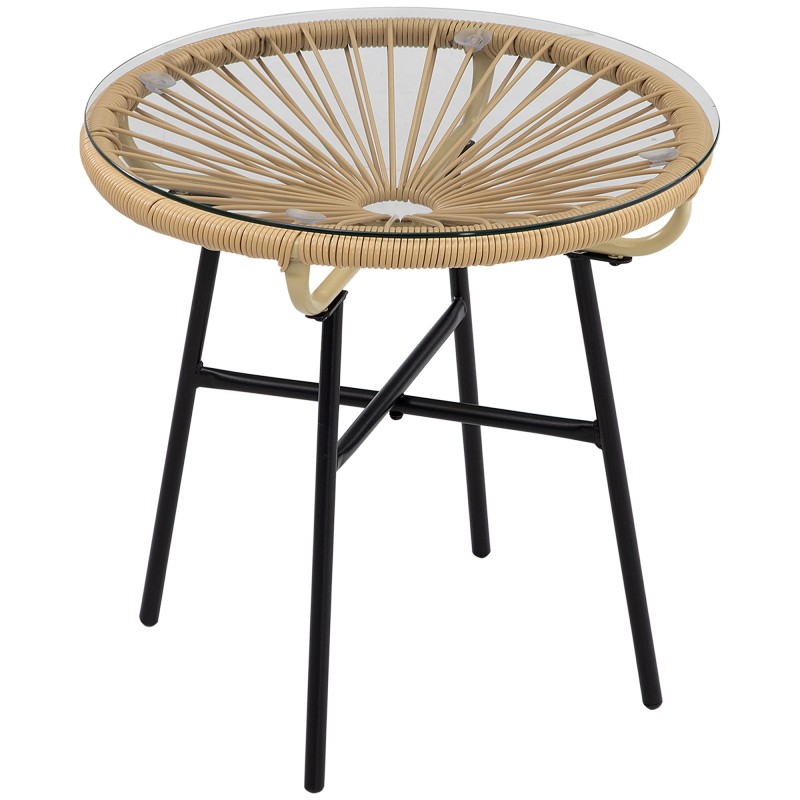 Τραπέζι κήπου από PE Rattan Style, ανθεκτικό στις καιρικές συνθήκες, 50cm x 50cm x 50cm Μπεζ