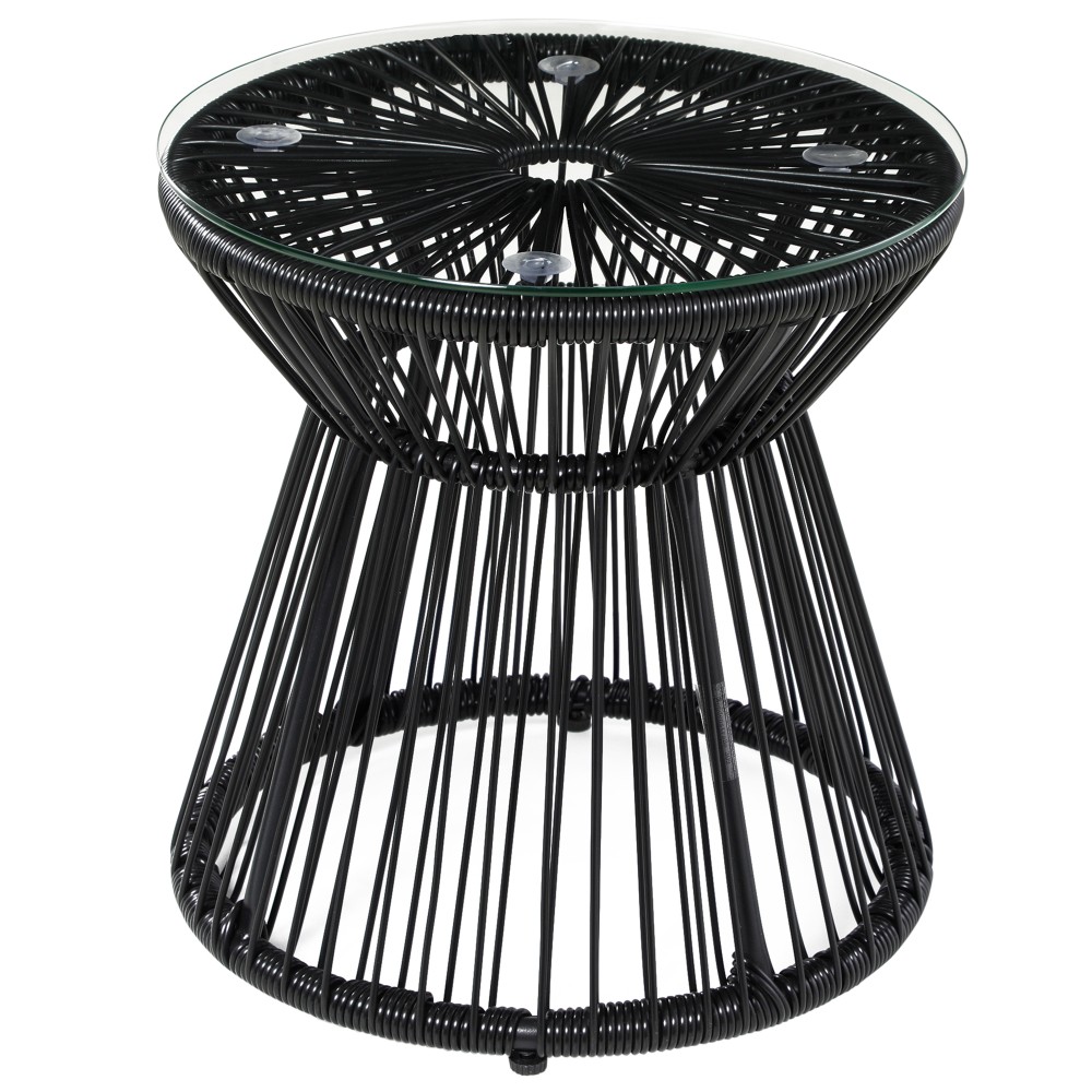 Τραπέζι κήπου PE Rattan Style Boho Weather Resistant 40cm x 40cm x 42cm Μαύρο