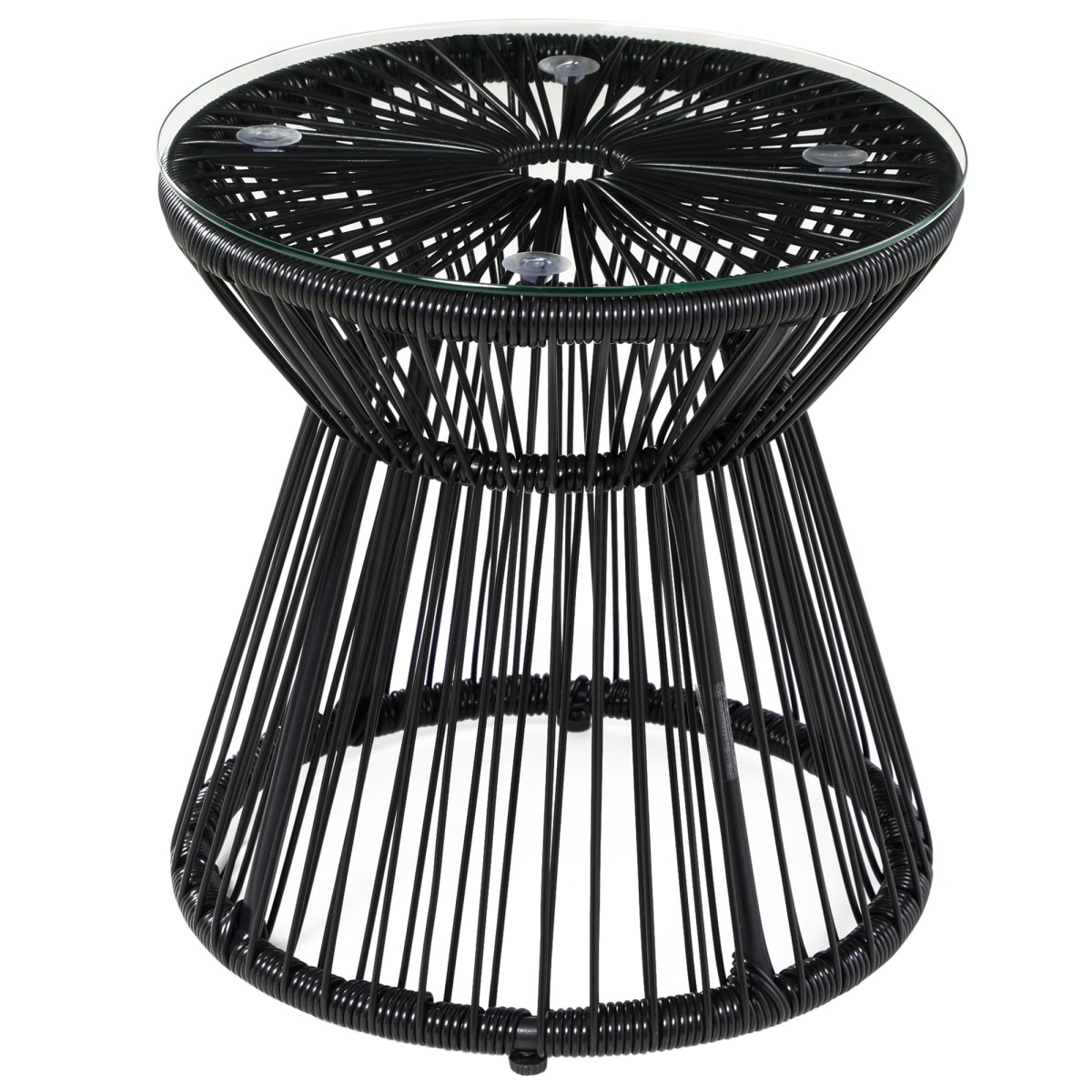 Τραπέζι κήπου PE Rattan Style Boho Weather Resistant 40cm x 40cm x 42cm Μαύρο