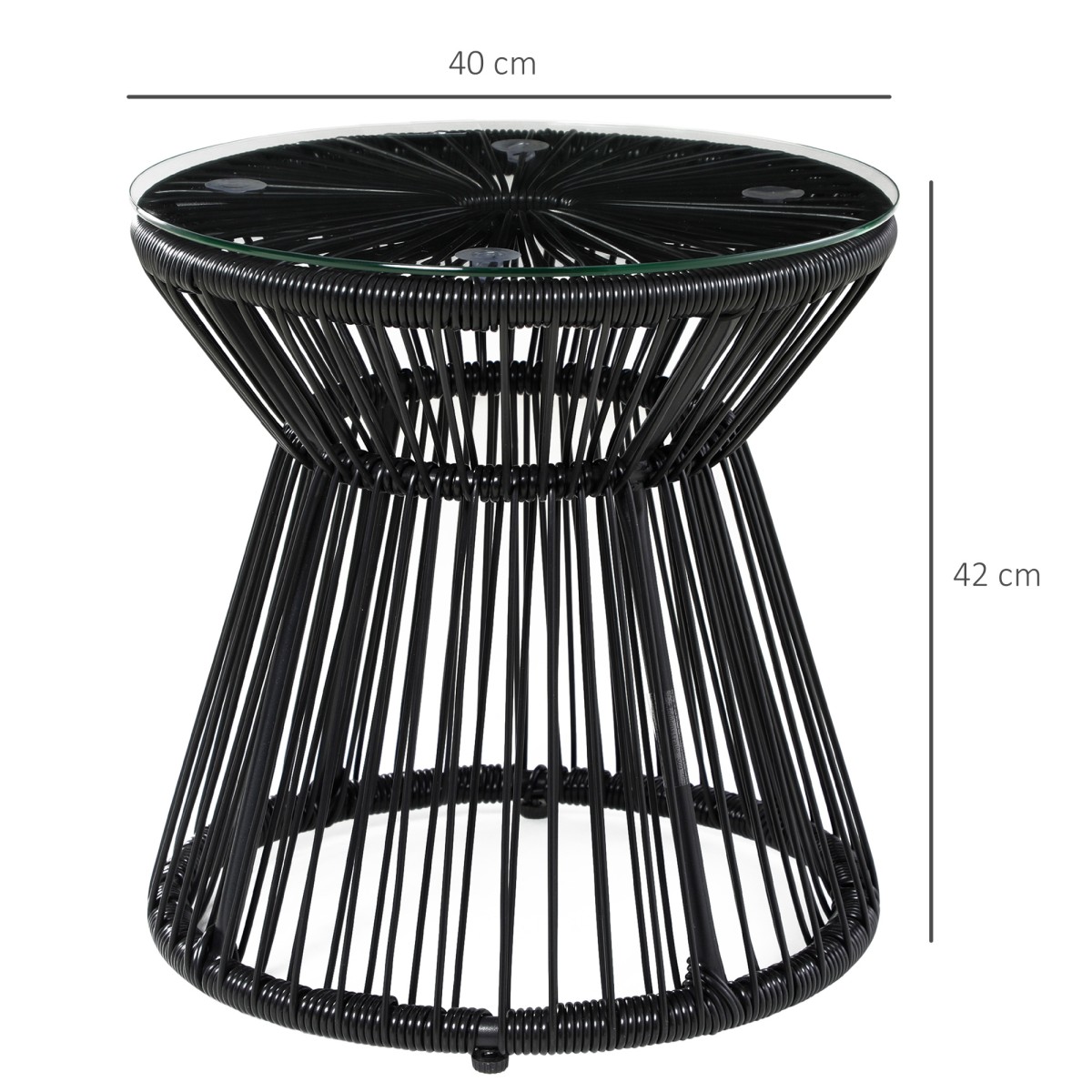 Τραπέζι κήπου PE Rattan Style Boho Weather Resistant 40cm x 40cm x 42cm Μαύρο
