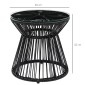 Τραπέζι κήπου PE Rattan Style Boho Weather Resistant 40cm x 40cm x 42cm Μαύρο