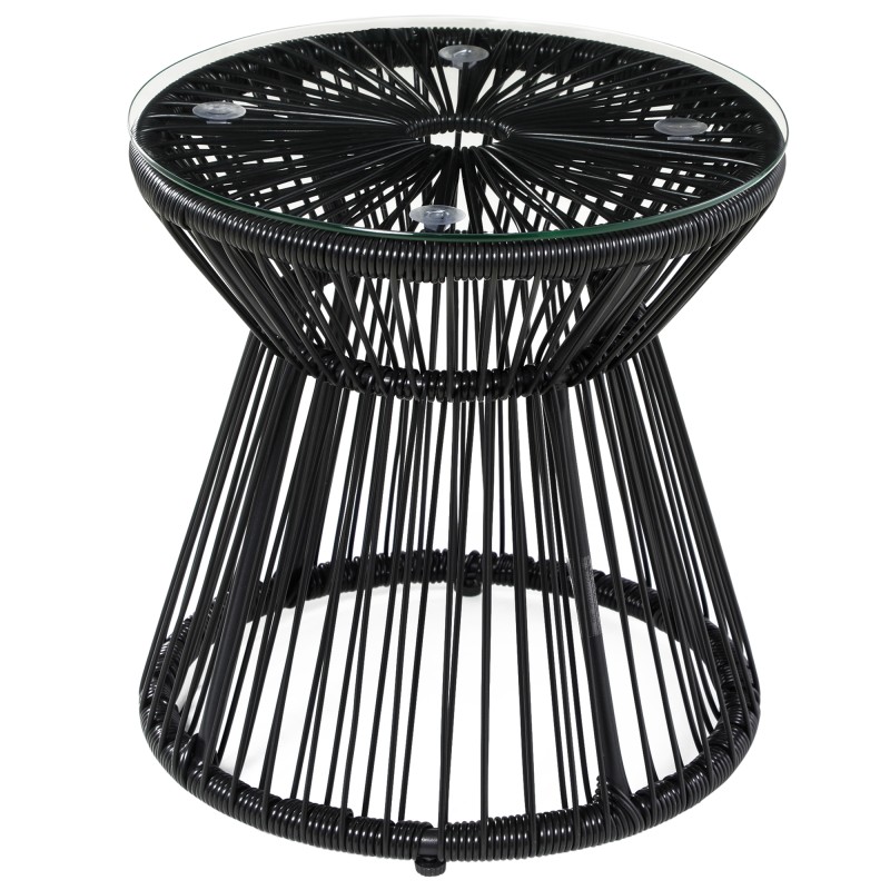 Τραπέζι κήπου PE Rattan Style Boho Weather Resistant 40cm x 40cm x 42cm Μαύρο