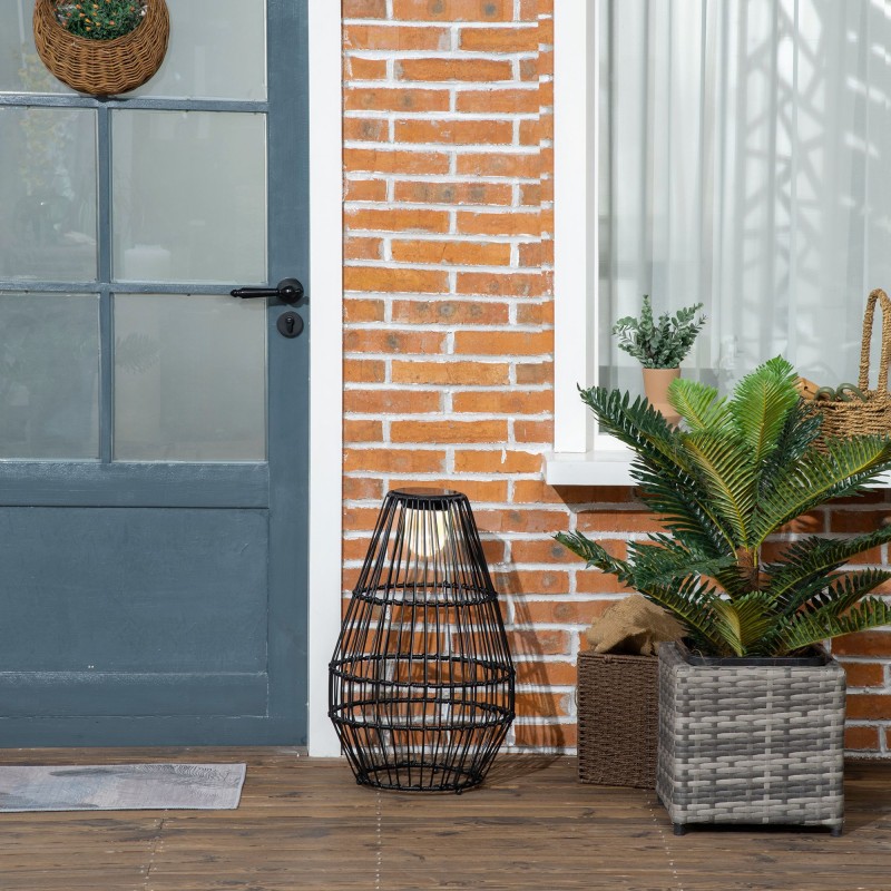 Φως εξωτερικού χώρου, λάμπα κήπου, ηλιακή λειτουργία, χρόνος φωτισμού 8 ωρών, αυτόματη ενεργοποίηση, εμφάνιση rattan, 34 x 34 x 56 cm