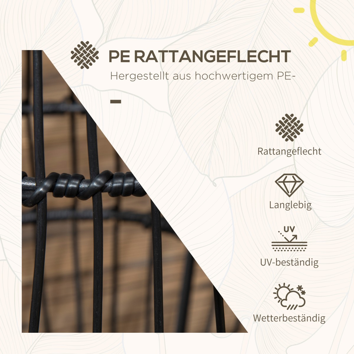 Φως εξωτερικού χώρου, λάμπα κήπου, ηλιακή λειτουργία, χρόνος φωτισμού 8 ωρών, αυτόματη ενεργοποίηση, εμφάνιση rattan, 34 x 34 x 56 cm