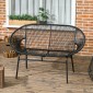 Rattansessel Relaxsessel im Boho-Stil, 132 cm x 72 cm x 83 cm, Schwarz