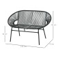 Rattansessel Relaxsessel im Boho-Stil, 132 cm x 72 cm x 83 cm, Schwarz