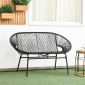 Rattansessel Relaxsessel im Boho-Stil, 132 cm x 72 cm x 83 cm, Schwarz