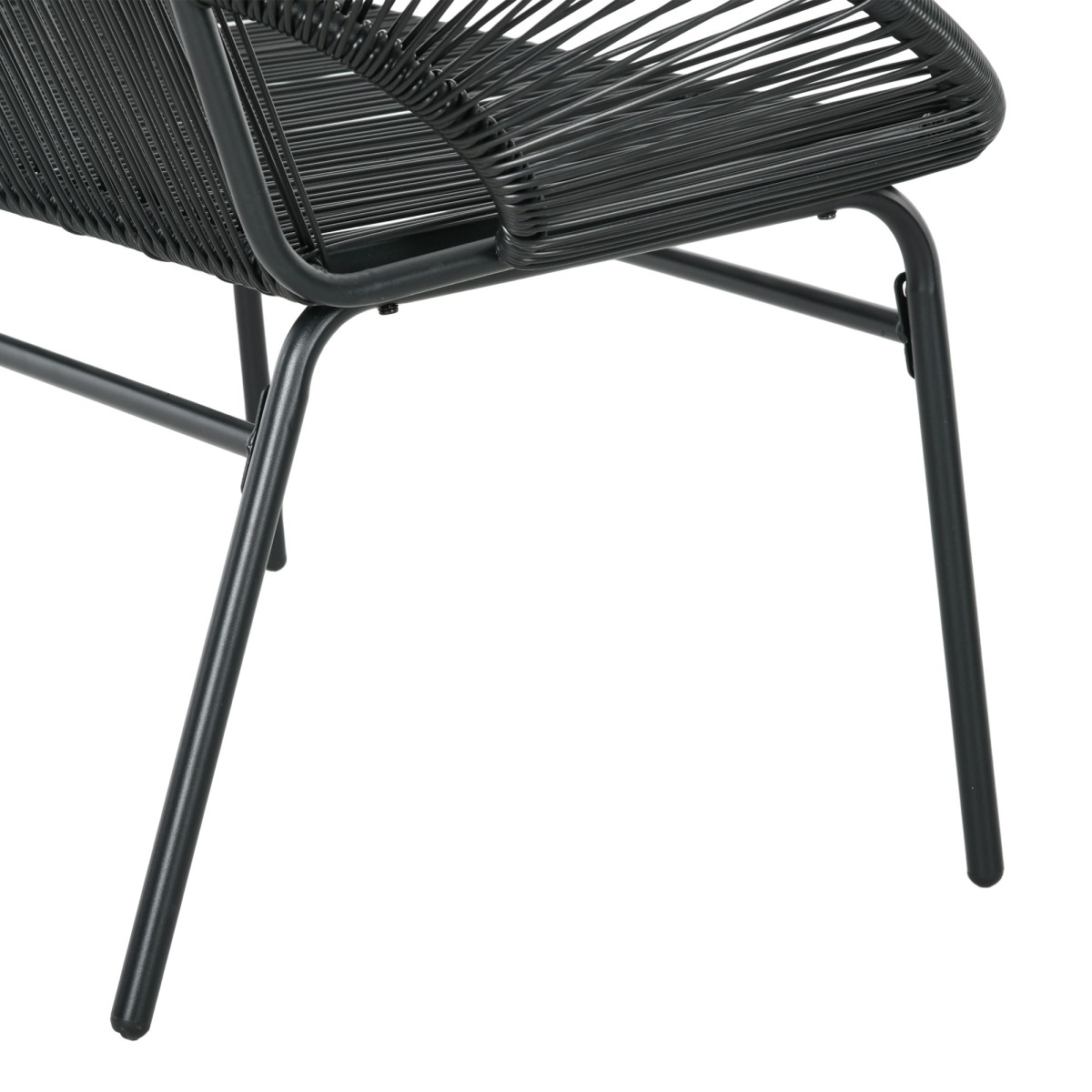 Rattansessel Relaxsessel im Boho-Stil, 132 cm x 72 cm x 83 cm, Schwarz