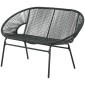 Rattansessel Relaxsessel im Boho-Stil, 132 cm x 72 cm x 83 cm, Schwarz