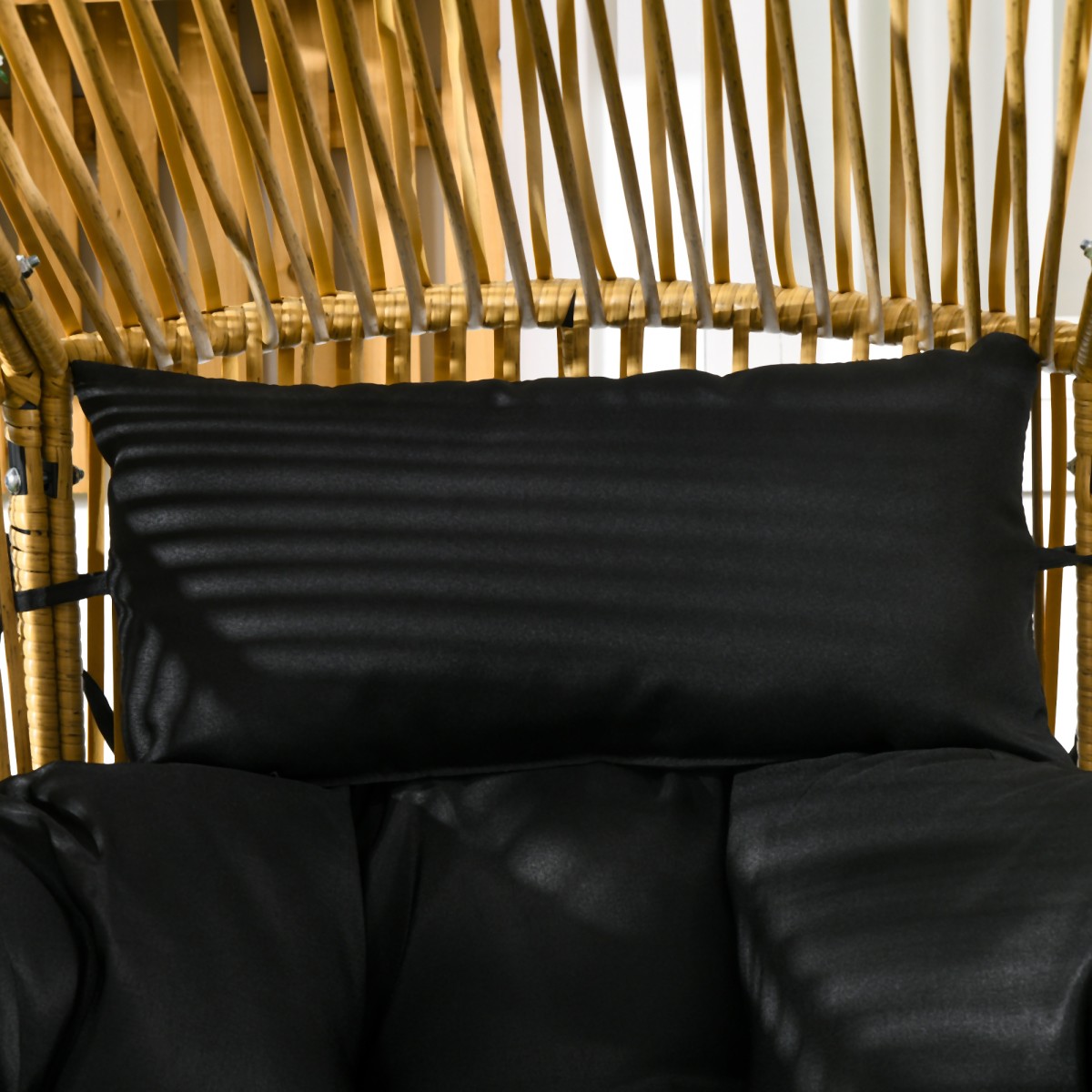 Πολυθρόνα Rattan, πολυθρόνα εξωτερικού χώρου, πολυθρόνα κήπου, PE rattan, 89 cm x 75 cm x 143 cm, φυσικό + μαύρο