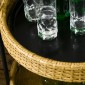 Καρότσι σερβιρίσματος εξωτερικού χώρου, 2 επιπέδων, φρένα, polyrattan, μεταλλικός σκελετός, Φ50 x 66H cm, κίτρινο