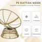 Ψάθινη καρέκλα Rattan Πολυθρόνα εξωτερικού χώρου Boho Style Ανθεκτική στις καιρικές συνθήκες 85cm x 70cm x 82cm Κρέμα + Φυσική
