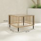 Τραπέζι κήπου Polyrattan, 65 x 65 x 43 cm, αδιάβροχο τετράγωνο βοηθητικό τραπέζι με γυάλινη επιφάνεια από φυσικό ξύλο