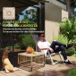 Τραπέζι κήπου Polyrattan, 65 x 65 x 43 cm, αδιάβροχο τετράγωνο βοηθητικό τραπέζι με γυάλινη επιφάνεια από φυσικό ξύλο