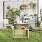 Τραπέζι κήπου Polyrattan, 65 x 65 x 43 cm, αδιάβροχο τετράγωνο βοηθητικό τραπέζι με γυάλινη επιφάνεια από φυσικό ξύλο