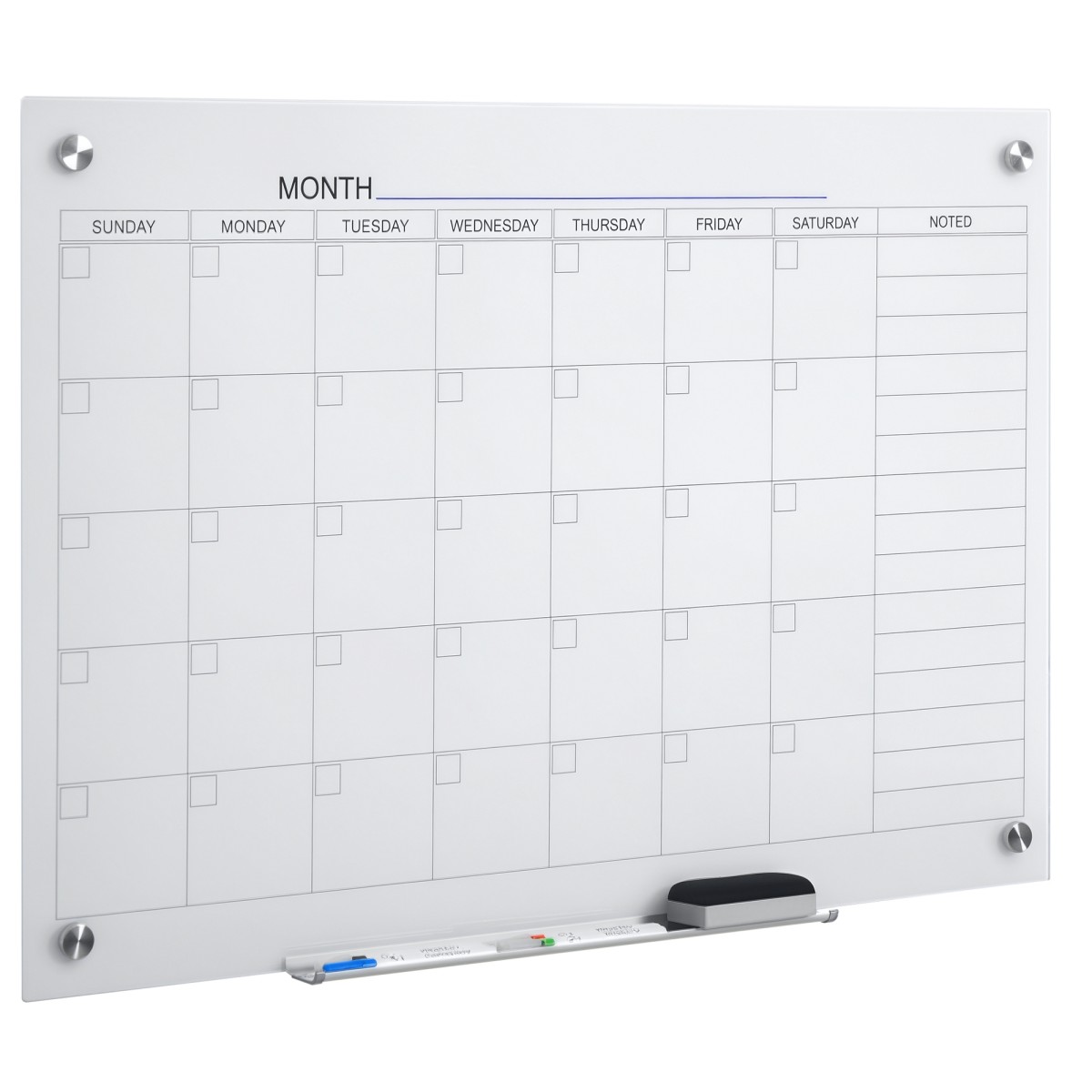 Whiteboard Calendar 90 x 60cm Wall Calendar with Pen Tray Dry Wipe Weekly Planner με 4 στυλό, Γόμα, Μηνιαίο Ημερολόγιο για Γραφείο Σχολική Κουζίνα Σπίτι