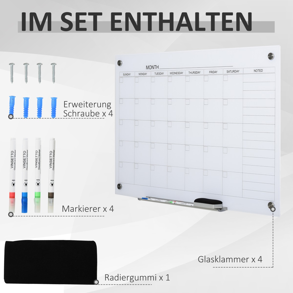Whiteboard Calendar 90 x 60cm Wall Calendar with Pen Tray Dry Wipe Weekly Planner με 4 στυλό, Γόμα, Μηνιαίο Ημερολόγιο για Γραφείο Σχολική Κουζίνα Σπίτι