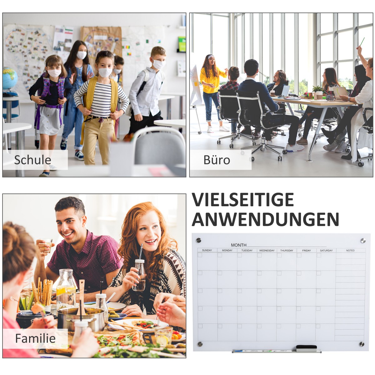 Whiteboard Calendar 90 x 60cm Wall Calendar with Pen Tray Dry Wipe Weekly Planner με 4 στυλό, Γόμα, Μηνιαίο Ημερολόγιο για Γραφείο Σχολική Κουζίνα Σπίτι