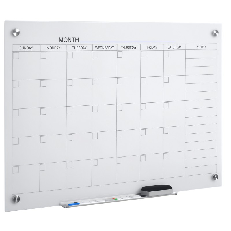 Whiteboard Calendar 90 x 60cm Wall Calendar with Pen Tray Dry Wipe Weekly Planner με 4 στυλό, Γόμα, Μηνιαίο Ημερολόγιο για Γραφείο Σχολική Κουζίνα Σπίτι