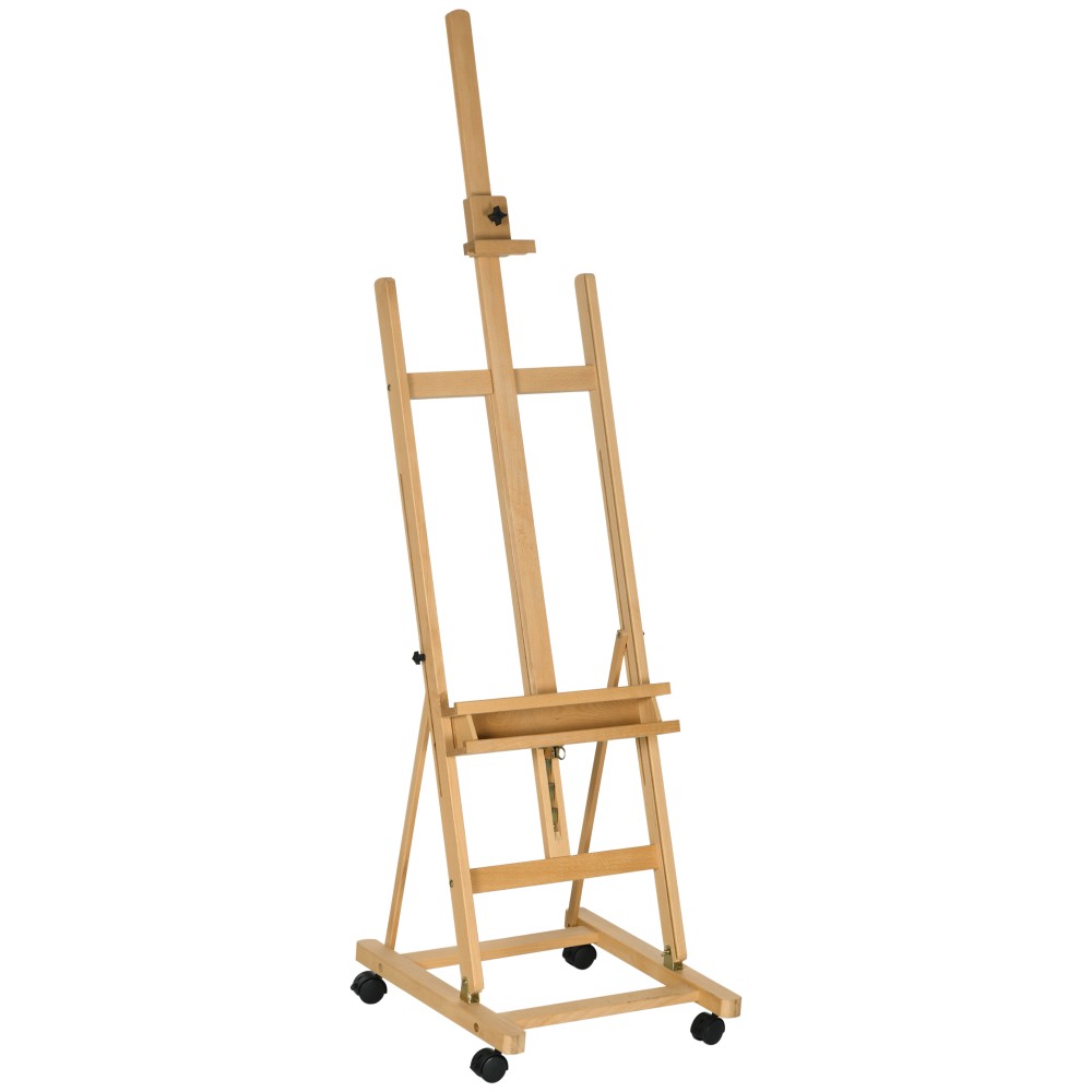 Καβαλέτο, Artist Easel, Ρυθμιζόμενο Ύψος, 4 Τροχοί, Φυσικό + Μαύρο