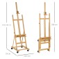 Καβαλέτο, Artist Easel, Ρυθμιζόμενο Ύψος, 4 Τροχοί, Φυσικό + Μαύρο