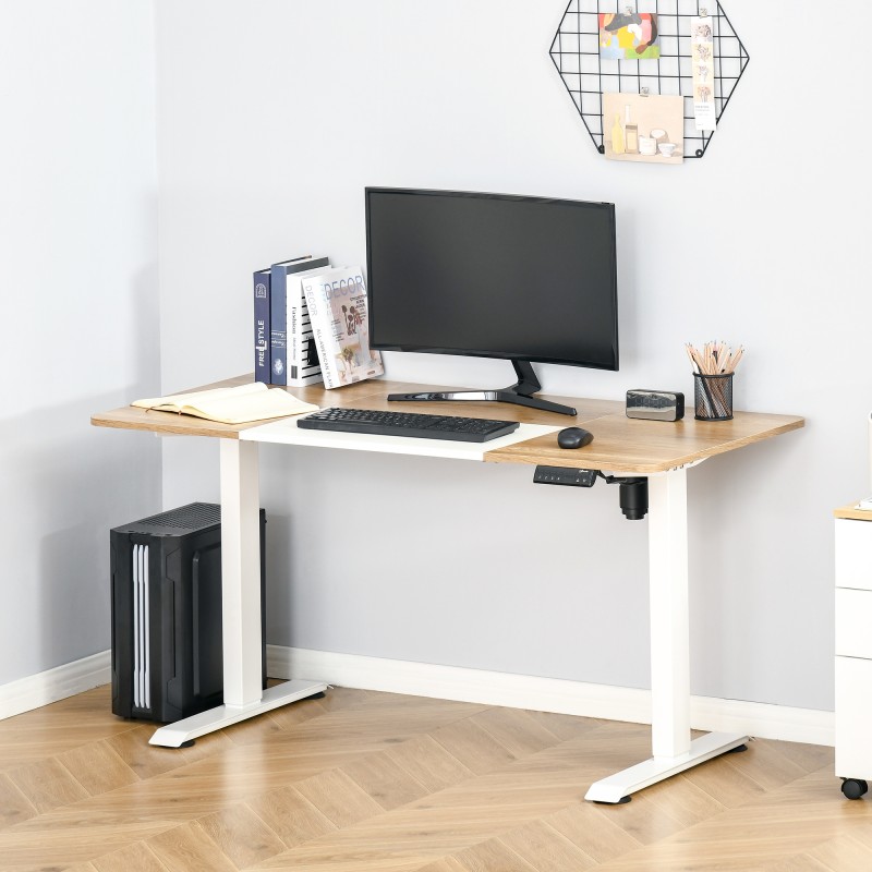 Ηλεκτρικό γραφείο ρυθμιζόμενο σε ύψος 140 x 70 cm Γραφείο υπολογιστή με 4 χειριστήρια μνήμης, επιτραπέζια επιφάνεια 4 τμημάτων, όρθιο τραπέζι με αντισύγκρουση, προστασία υπερθέρμανσης λευκό