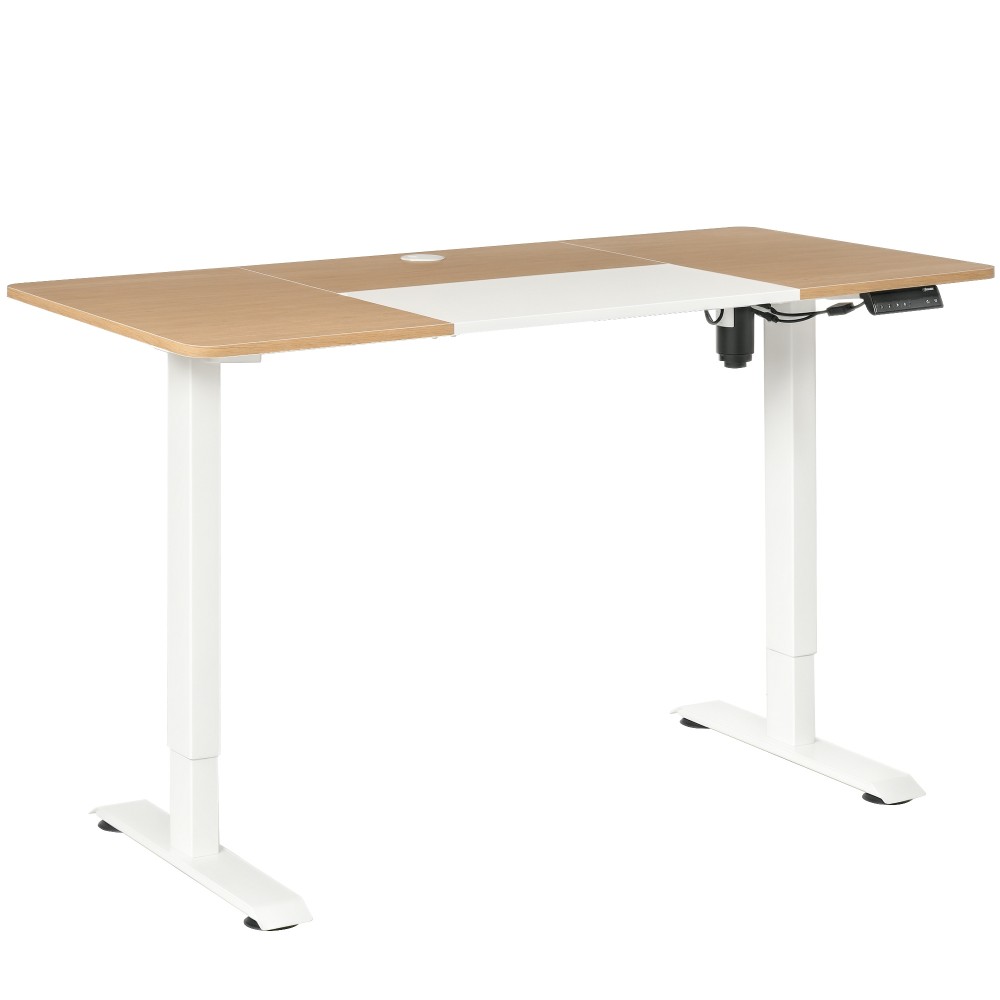 Vinsetto Ηλεκτρικό Γραφείο Ρυθμιζόμενο σε Ύψος 140 x 70 cm Γραφείο Υπολογιστή με 4 Μνήμες Ελέγχου, 4 τμχ. Επιφάνεια Τραπεζιού, Γραφείο Όρθιας-Καθιστής Σύνθεσης με Αντι-Σύγκρουση, Προστασία Υπερθέρμανσης Λευκό