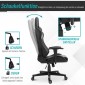 Εργονομική καρέκλα γραφείου, καρέκλα gaming, περιστρεφόμενη καρέκλα, ψεύτικο δέρμα, αφρός, μαύρο, 67,5 x 74 x 126-136 cm