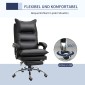 Καρέκλα γραφείου Εργονομική καρέκλα γραφείου με υποβραχιόνιο, στήριγμα ποδιών, περιστρεφόμενη καρέκλα με ρυθμιζόμενο ύψος από συνθετικό δέρμα, καρέκλα υπολογιστή με επένδυση, μαύρο