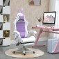 Καρέκλα παιχνιδιών εργονομική καρέκλα gamer με οσφυϊκό στήριγμα, υποπόδιο μαξιλάρι αυτιά κουνελιού μωβ