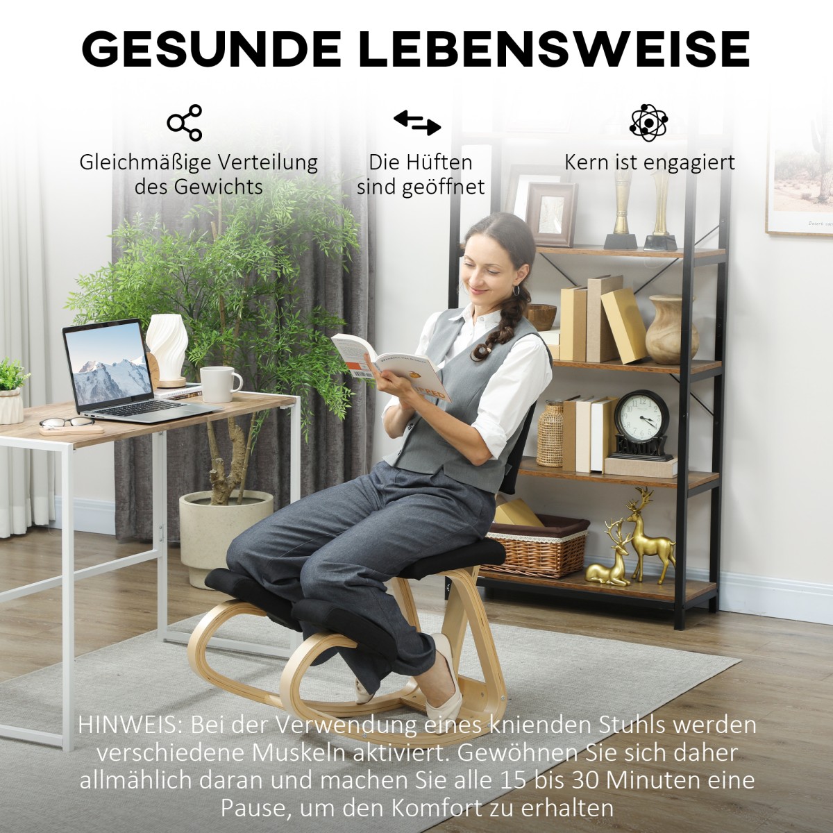 Εργονομική καρέκλα γονατιστή, καρέκλα υγείας σκαμνιού γονάτων για σπίτι, γραφείο, διαλογισμός Μαύρο