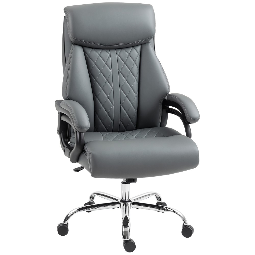 Executive Chair, 150kg Heavy Duty Big and Tall καρέκλα γραφείου Από δέρμα PU με επένδυση ελατηρίου, γκρι ανθρακί