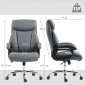 Executive Chair, 150kg Heavy Duty Big and Tall καρέκλα γραφείου Από δέρμα PU με επένδυση ελατηρίου, γκρι ανθρακί