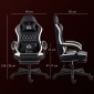Καρέκλα gaming με υποπόδιο, καρέκλα υπολογιστή με προσκέφαλο & μαξιλάρι, κάλυμμα από συνθετικό δέρμα, περιστρεφόμενο, ρυθμιζόμενο ύψος, μέταλλο, πλαστικό, μαύρο+λευκό