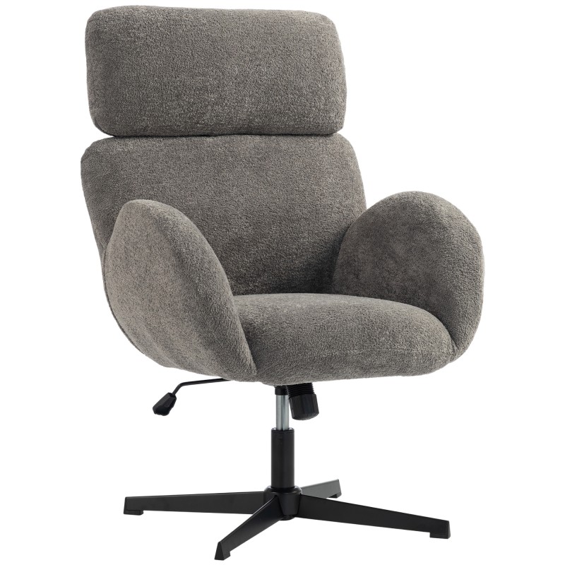 Καρέκλα γραφείου με υφασμάτινο κάλυμμα σε βελούδινη εμφάνιση, επενδυμένη καρέκλα με ατσάλινη βάση, καρέκλα γραφείου ρυθμιζόμενη καθ' ύψος, γκρι