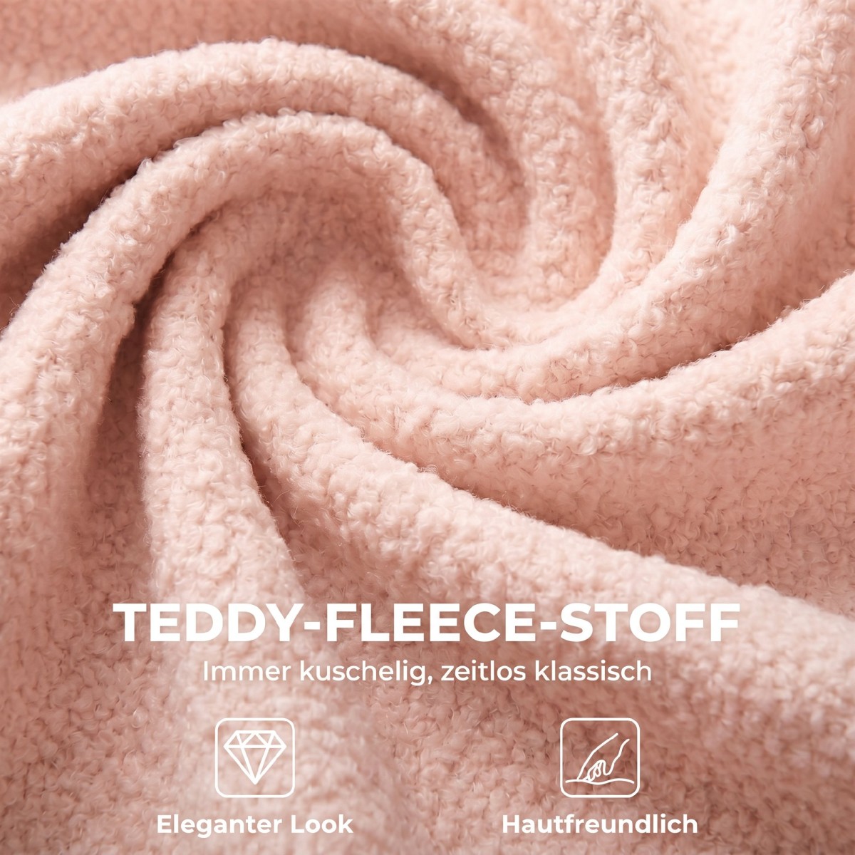 Περιστρεφόμενη καρέκλα γραφείου από teddy fleece, ρυθμιζόμενο ύψος, με ρόδες, αφρός άνεσης, ροζ