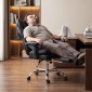 Καρέκλα στελεχών από απομίμηση δέρματος έως 180 κιλά, μεγάλη καρέκλα γραφείου με πυρήνα ελατηρίου τσέπης και λειτουργία ανάκλισης, μαύρη