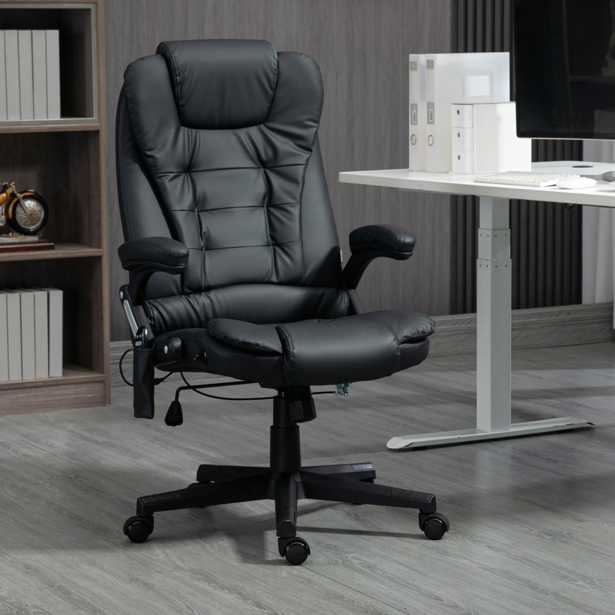 Καρέκλα μασάζ Καρέκλα γραφείου Executive Chair με 6 Point Vibration Massage and Heat Swivel Gaming Chair Faux Leather 70 x 70 x 111-121 cm Μαύρο