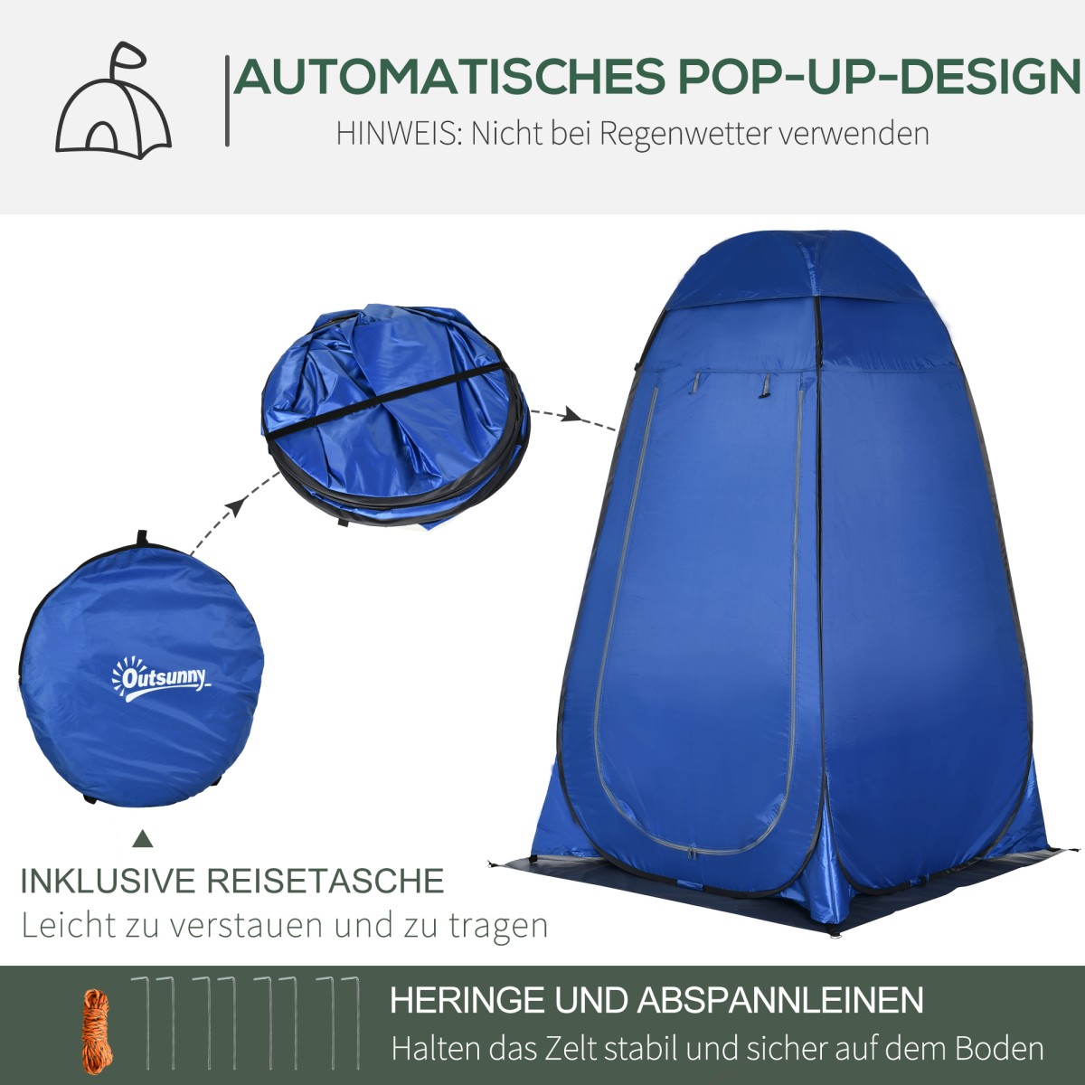 Σκηνή ντους pop up, σκηνή τουαλέτας, κάμπινγκ αλλαξιέρα με τσάντα μεταφοράς, φορητό υπαίθριο αποδυτήριο τουαλέτας, σκηνή αποθήκευσης, σκούρο μπλε, 126 x 124 x 189 cm