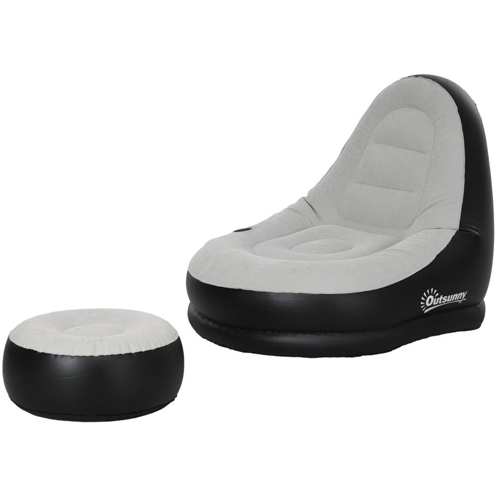 Φουσκωτή καρέκλα air chair καρέκλα εξωτερικού χώρου, 125 x 100 x 87cm, γκρι + μαύρο